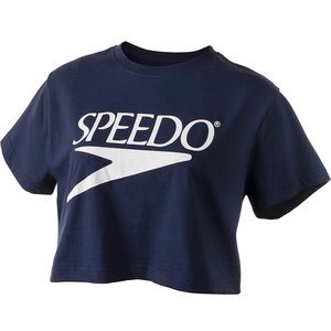NWT Speedo Women’s tshirt short sleeve Crew Neck Vintage Crop Speedo Nav…